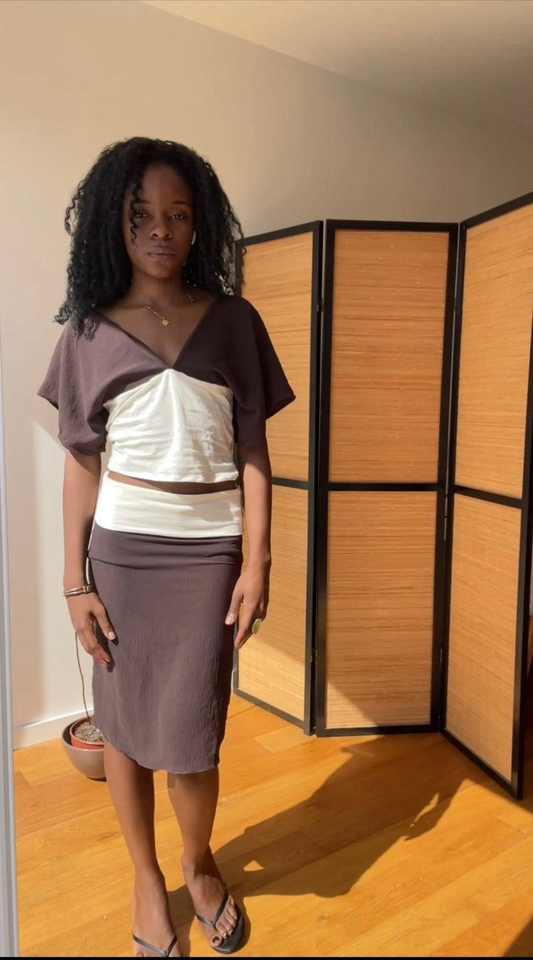 Margaux skirt - ivory & espresso